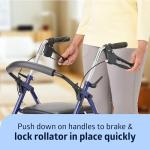 Blue Folding Rollator Walker with Seat, 300 lbs Capacity