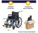 Drive Medical Blue Streak Lightweight Wheelchair with Footrests