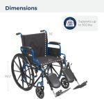 Blue Wheelchair with Flip-Back Arms and Elevating Legs