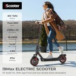 iScooter Electric Scooter, i9MAX Electric Scooters Adult with Bag, 10” Honeycomb Solid Tire E Scooter, 30-40km Range, 3 Speed Mode, Foldable Fast Scooter with APP, Dual Shock Absorption