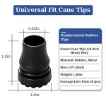 Heavy Duty Rubber Cane Tips, 2 Pack