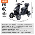 VEVOR 4-Wheel Heavy Duty Mobility Scooter 40 Miles