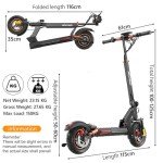 Ealirie Electric Scooter 12.5Ah Battery 10'' Fat Tire for Adults Teens, Triple Shocking Proof, 500W Motor, 30-40KM Range, Max Speed 25KM/H, Folding E Scooter Front + Rear Safe brake