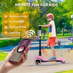 Kid's 24V Pink Electric Scooter with Bluetooth & Lights