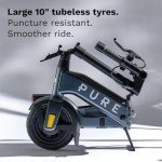 Pure Flex Electric Scooter Adult, Ultimate Riding Position, 24.8mi (40KM) Long Range, 500W Motor, Lightweight Foldable Electric Scooters, E Scooter with 10'' Tubeless Tyres and Indicators