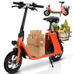 Foldable Electric Scooter with Seat and Basket