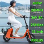 Foldable Electric Scooter with Seat and Basket
