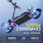6000W Dual Motor Folding Electric Scooter 11" Tire