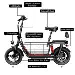 Folding Electric Scooter with Seat and Basket