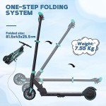 RCB Electric Scooter for Kids age 8-12-16, Only 7.55KG Foldable Electric Scooter, Two Types of Braking, Maximum Range 16 KM, Maximum Speed 12.4 MPH, Gift for Kids and Teenagers