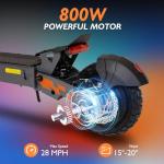 Kukirin Electric Scooter, 800W Motor E-Scooter Up to 34 Miles Range Max, Top Speed 28 MPH, 10" Vacuum Tires, Folding Commute Electric Scooter for Adults