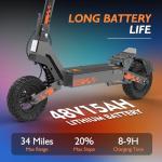 Kukirin Electric Scooter, 800W Motor E-Scooter Up to 34 Miles Range Max, Top Speed 28 MPH, 10" Vacuum Tires, Folding Commute Electric Scooter for Adults