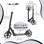 BELEEV V8 Scooters for Kids Ages 6+ with Light-Up Stem & Deck, 2 Wheel Folding Scooter for Adults Teens, 4 Adjustable Height, Lightweight Sport Commuter Scooter, Max Load 220 lbs(Black)
