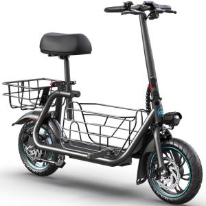 Gyroor Foldable Electric Scooter with Large Basket