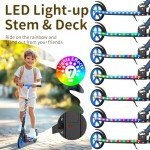 BELEEV V9 Scooters for Kids Ages 6+ with Light-Up Stem & Deck, 2 Wheel Scooter for Adults Teens, Big Wheel Lightweight Scooter for Boys and Girls, 4 Adjustable Height, Max Load 220 lbs(Galaxy Blue)
