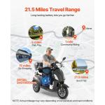 Uimoso Heavy-Duty 3-Wheel Scooter, 21.5-Mile Range