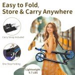 BELEEV V9 Scooters for Kids Ages 6+ with Light-Up Stem & Deck, 2 Wheel Scooter for Adults Teens, Big Wheel Lightweight Scooter for Boys and Girls, 4 Adjustable Height, Max Load 220 lbs(Galaxy Blue)