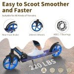 BELEEV V9 Scooters for Kids Ages 6+ with Light-Up Stem & Deck, 2 Wheel Scooter for Adults Teens, Big Wheel Lightweight Scooter for Boys and Girls, 4 Adjustable Height, Max Load 220 lbs(Galaxy Blue)