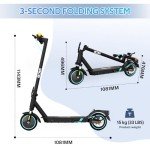 RCB R17 Electric Scooter, Max 25 km/h, 350W Motor, 7.8AH Battery, 8.5''Solid Tires, APP Control, Max Load 120 kg, 3 Speed Settings Foldable, Double Brake, Double Shock Absorbers