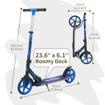 BELEEV V9 Scooters for Kids Ages 6+ with Light-Up Stem & Deck, 2 Wheel Scooter for Adults Teens, Big Wheel Lightweight Scooter for Boys and Girls, 4 Adjustable Height, Max Load 220 lbs(Galaxy Blue)