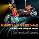HWWH Electric Scooter Adult Double Motor Fast E Scooter 11-inch Off-road Tubeless Tire C-type Suspension 60V38AH Lithium-ion Battery Max Battery Life 80-100 KM