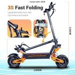 HWWH Electric Scooter Adult Double Motor Fast E Scooter 11-inch Off-road Tubeless Tire C-type Suspension 60V38AH Lithium-ion Battery Max Battery Life 80-100 KM