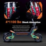 HWWH Electric Scooter Adult Double Motor Fast E Scooter 11-inch Off-road Tubeless Tire C-type Suspension 60V38AH Lithium-ion Battery Max Battery Life 80-100 KM