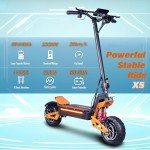 HWWH Electric Scooter Adult Double Motor Fast E Scooter 11-inch Off-road Tubeless Tire C-type Suspension 60V38AH Lithium-ion Battery Max Battery Life 80-100 KM