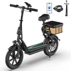AOVOPRO Foldable Electric Scooter with Seat, 500W