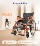 VOCIC Lightweight Folding Wheelchair with Double Brakes