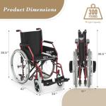 Foldable Transport Wheelchair for Adults, 300 lbs Support