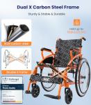 VOCIC Folding Lightweight Wheelchair with Double Brakes