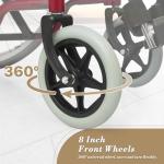 Foldable Transport Wheelchair for Adults, 300 lbs Support