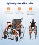 VOCIC Folding Lightweight Wheelchair with Double Brakes