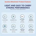 Lightweight Portable Transfer Wheelchair - Easy Travel