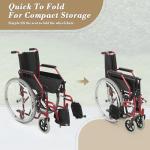 Foldable Transport Wheelchair for Adults, 300 lbs Support