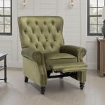 Chesterfield Wingback Recliner Chair in Sage Green