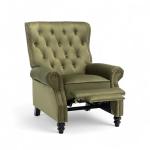 Chesterfield Wingback Recliner Chair in Sage Green
