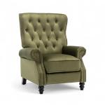 Chesterfield Wingback Recliner Chair in Sage Green