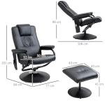 HOMCOM Faux Leather Massage Recliner Chair with Footstool