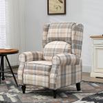 Khaki Push Back Recliner Chair with Footrest