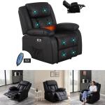 Heated Leather Massage Recliner Chair with Support