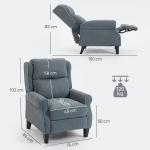 HOMCOM Grey Fabric Recliner Armchair