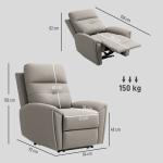 HOMCOM Grey Manual Recliner Chair for Living Room