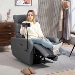 Grey Electric Recliner Chair with USB & Phone Holder