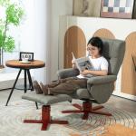 HOMCOM Adjustable Recliner Chair with Footstool - Grey