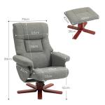HOMCOM Adjustable Recliner Chair with Footstool - Grey