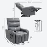 Grey Electric Recliner Chair with USB & Phone Holder
