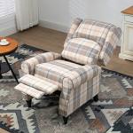 Khaki Push Back Recliner Chair with Footrest
