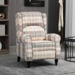 Khaki Push Back Recliner Chair with Footrest